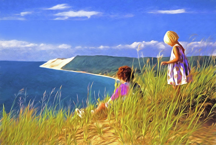 Children on the Dunes Digital Art by Dennis Cox