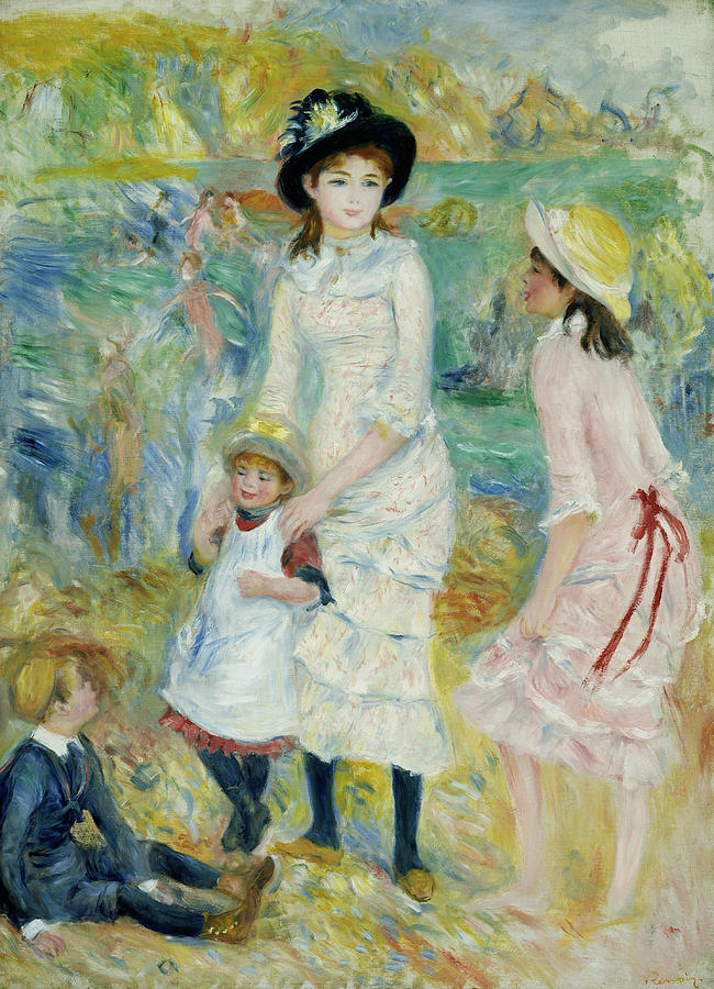 Children on the Seashore Guernsey Painting by Auguste Renoir