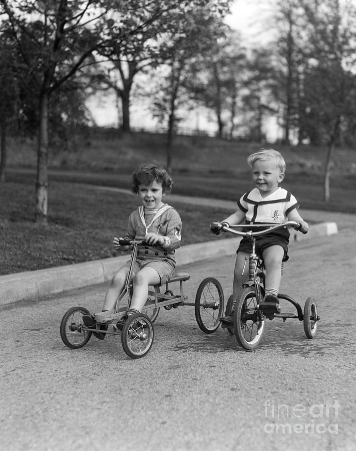 Children On Tricycle And Quadracycle Photograph by H. Armstrong Roberts/ClassicStock