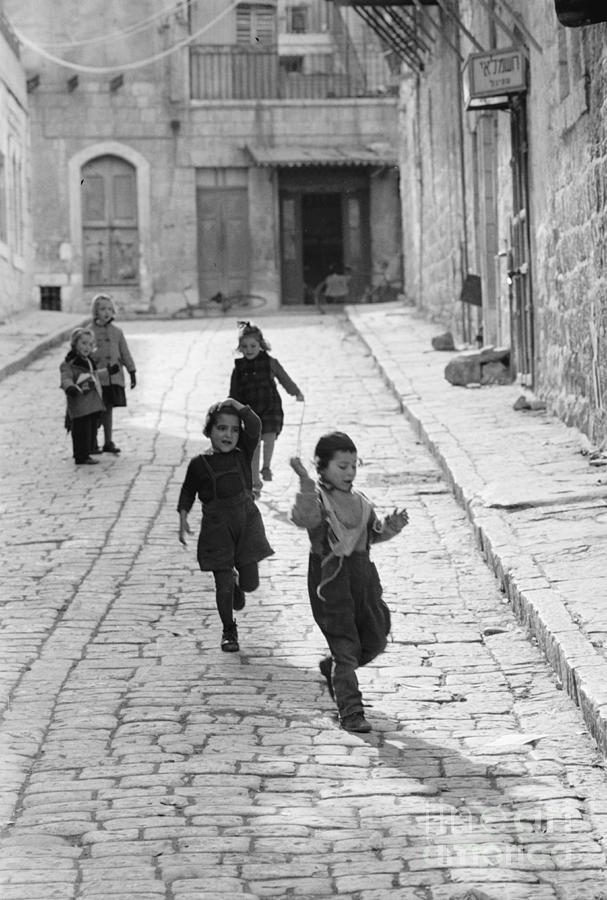 Children Playing in Jerusalem, 1952 Photograph by The Harrington Collection