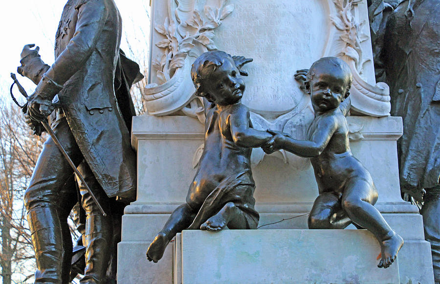 Children Playing On The General Lafayette Memorial Photograph by Cora Wandel