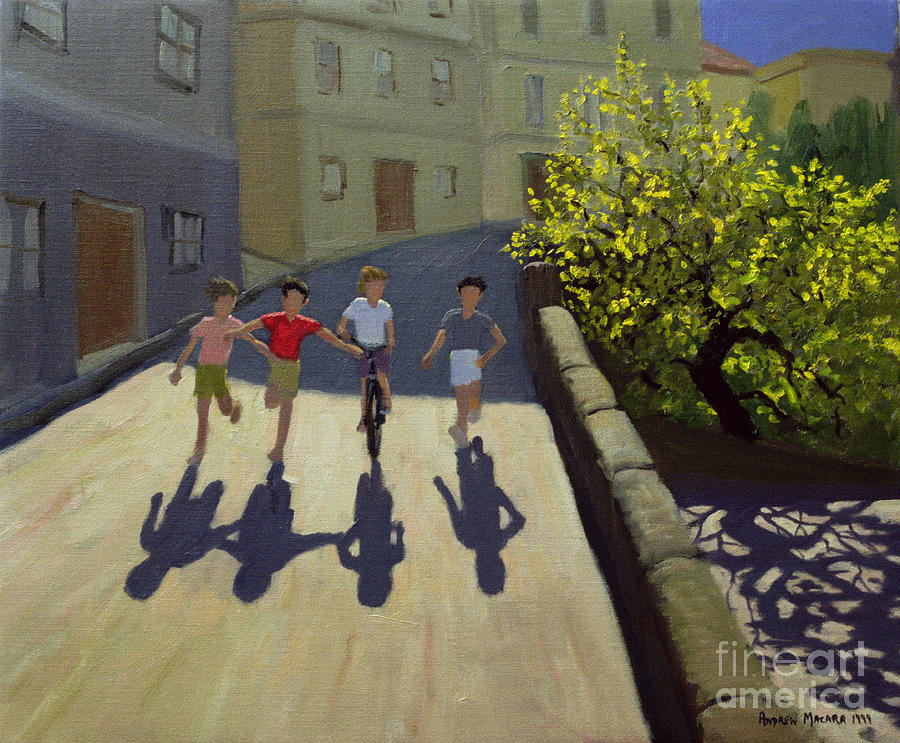 Greek Painting - Children Running by Andrew Macara