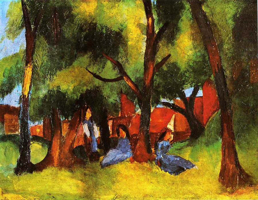 Children Under Sunny Trees Painting