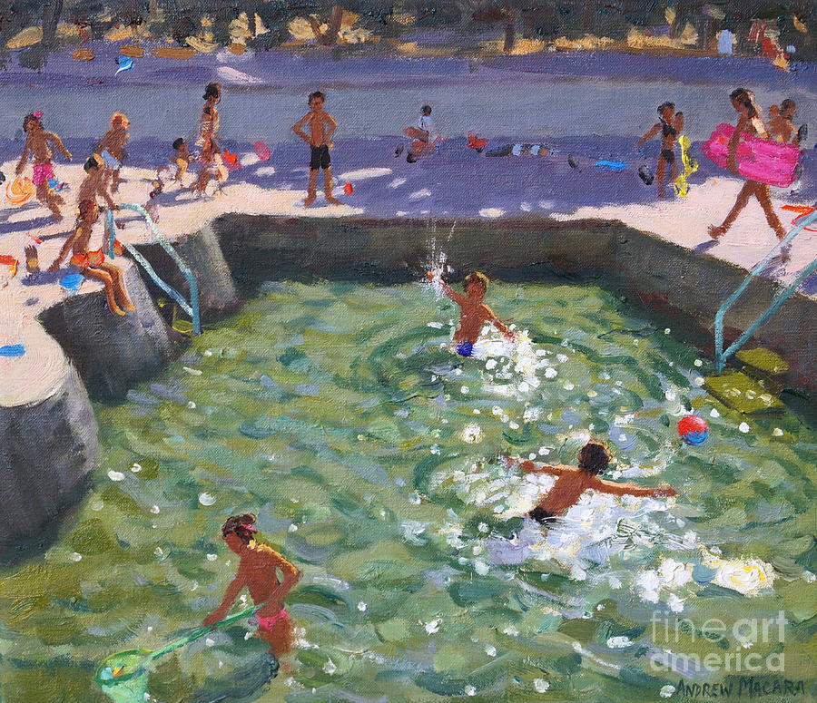 Childrens pool, Vrsar, Croatia Painting by Andrew Macara