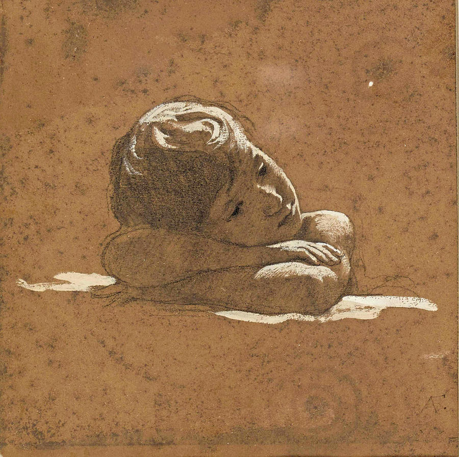 Childs head Drawing by Anselm Feuerbach