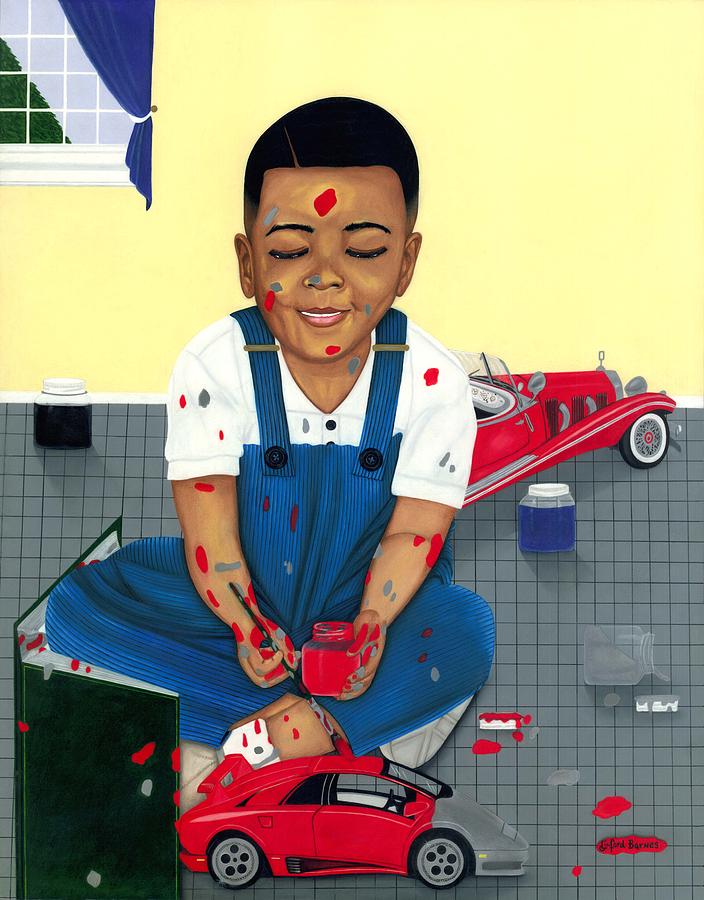 Car Painting - CHILDS PLAY little boy by Linford Barnes