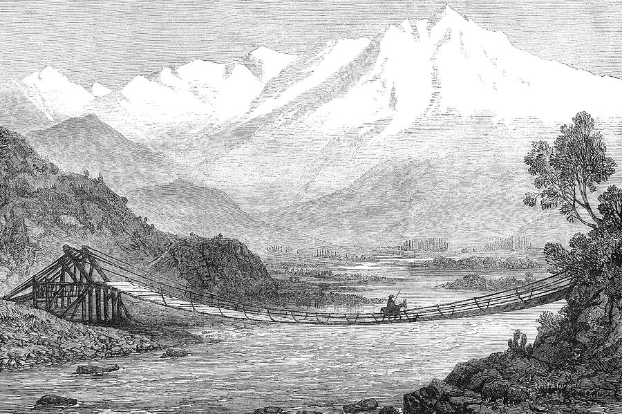 Chile: Rope Bridge, 1870 Photograph by Granger