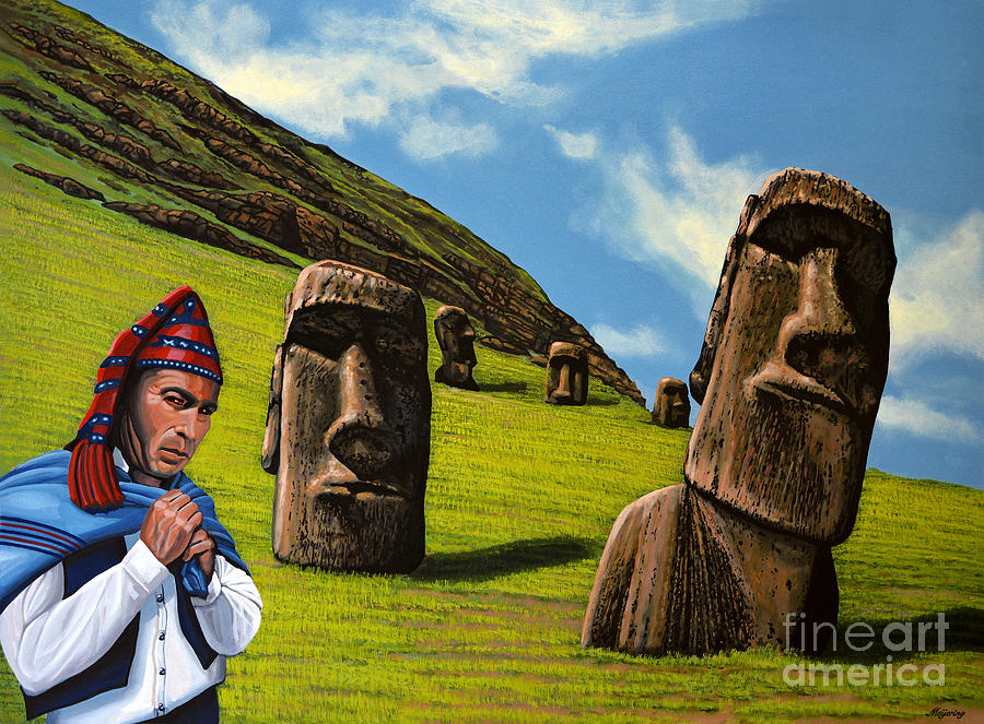 Chile Easter Island Painting by Paul Meijering