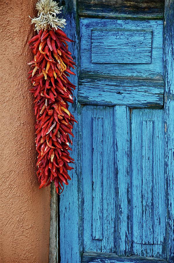 Architecture Photograph - Chili Peppers and Door Panel by Zayne Diamond