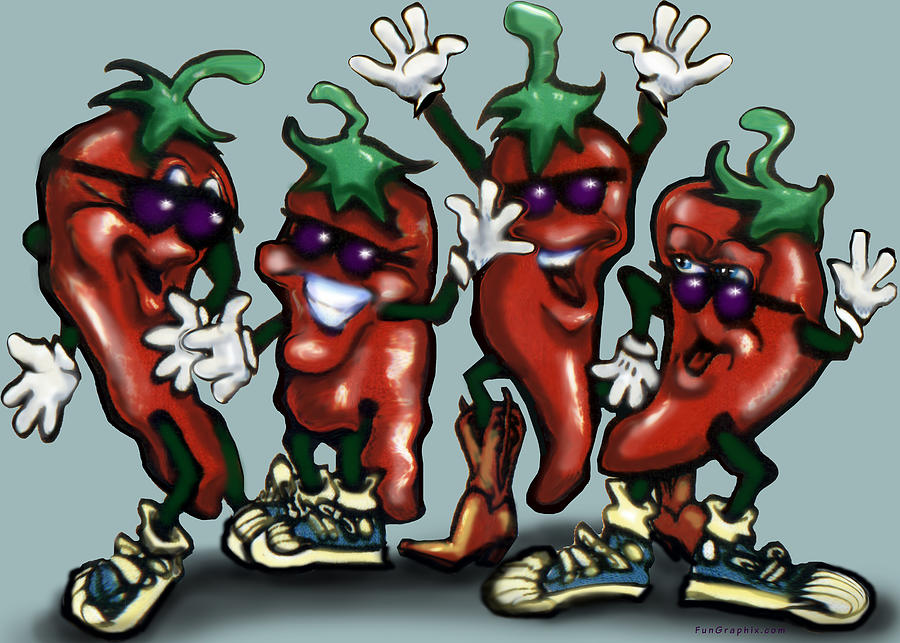 Chili Peppers Gang Digital Art by Kevin Middleton