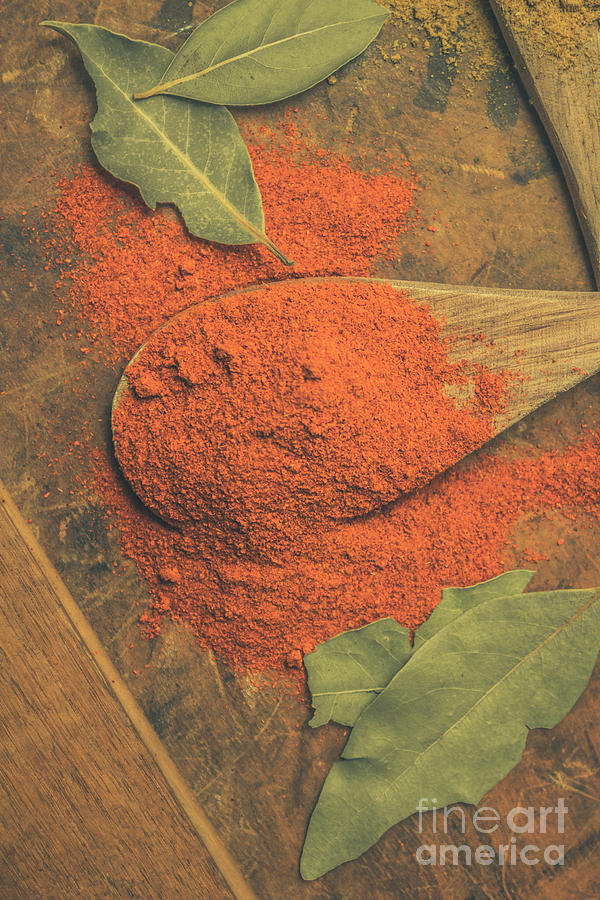 Chilli powder and bay leaves Photograph by Jorgo Photography
