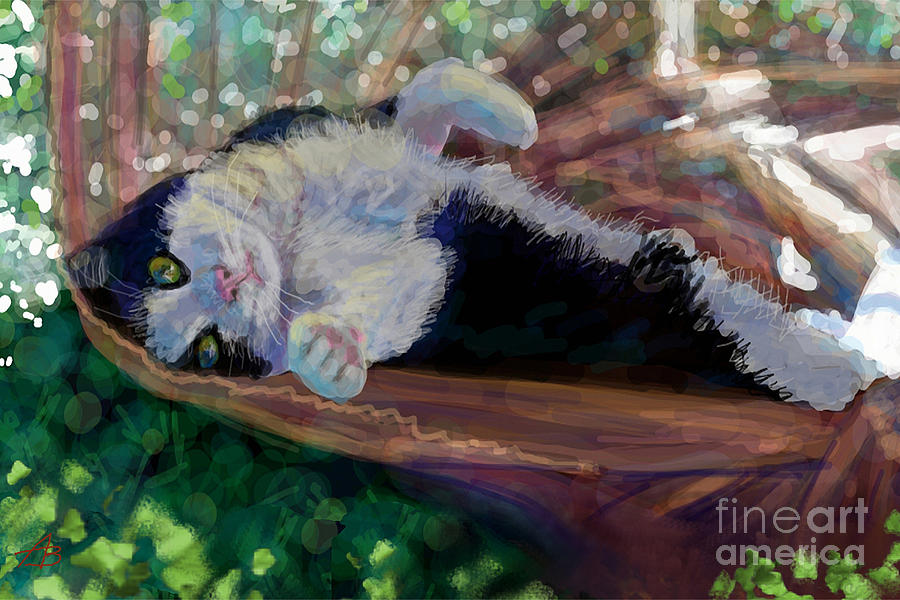 Cat Painting - Chilling Cat  by Angie Braun