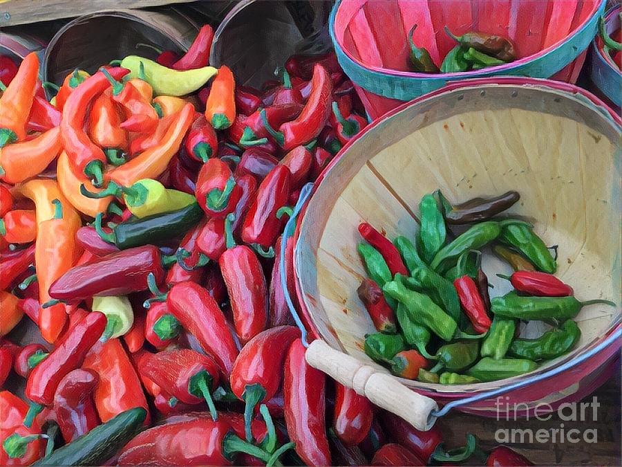 Vegetable Photograph - Chillin with the Chilis - at the Farmers Market by Miriam Danar