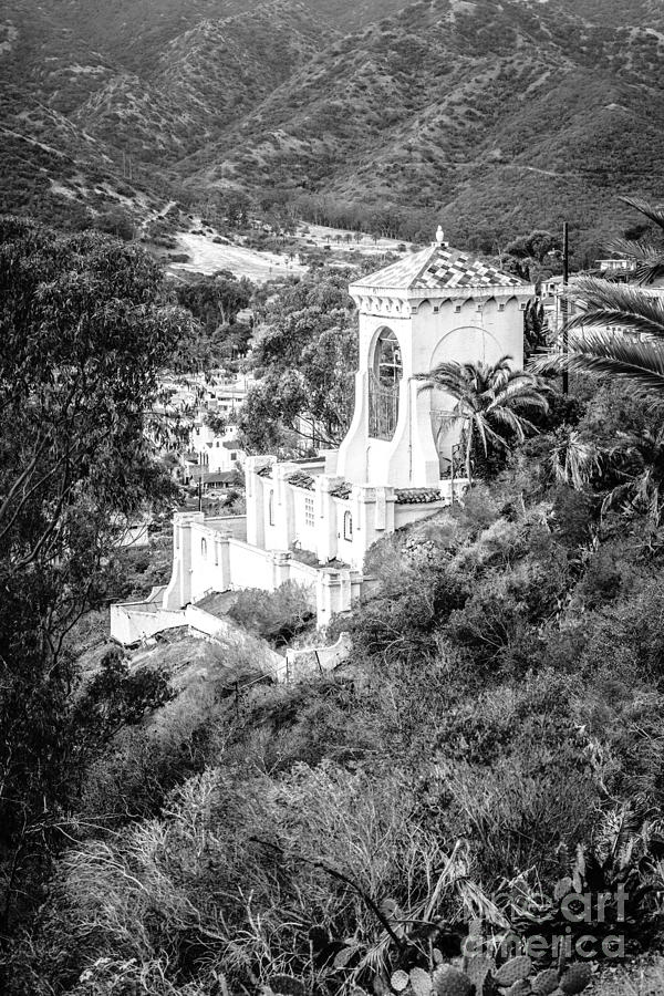 Black And White Photograph - Chimes Bell Tower on Catalina Island by Paul Velgos