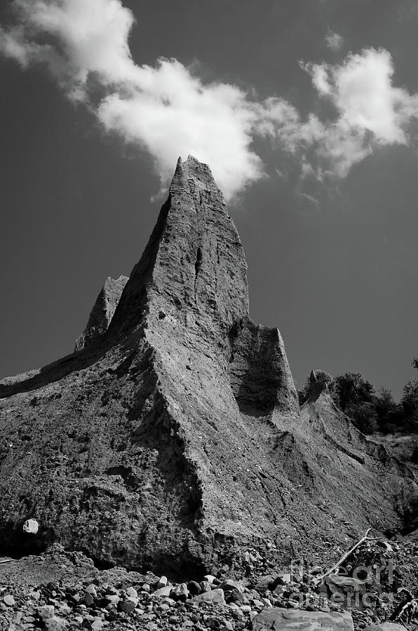 Chimney Bluff Rural Black and White Landscape Photograph Photograph by PIPA Fine Art - Simply Solid