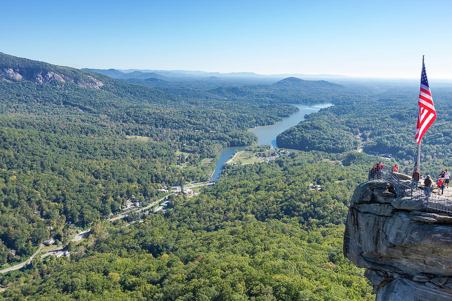 Chimney Rock and Lake Lure Photograph by Bryan Pollard