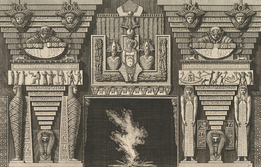 Chimneypiece in the Egyptian style - Two mummies in profile Relief by Giovanni Battista Piranesi