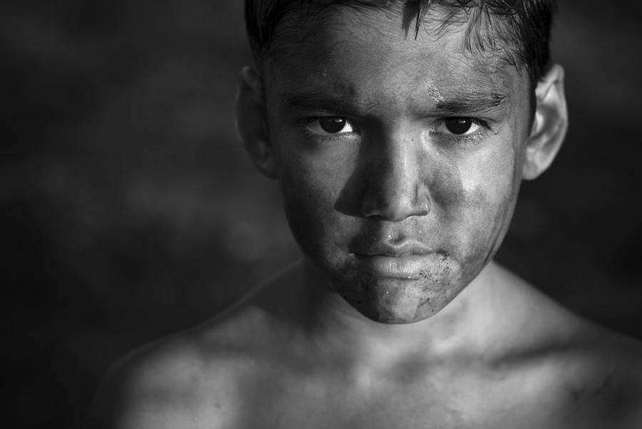 Black And White Photograph - Chimneys Boy by Miki Meir Levi