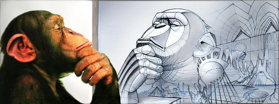 Chimp Digital Art - Chimps Dont Draw by Nicholas Bockelman Chimp Digital Art - Chimps Dont Draw by Nicholas Bockelman