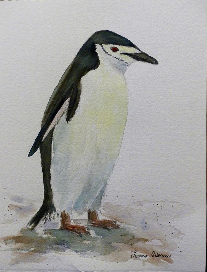 Chin strapped Penguin Painting by Yvonne Ankerman