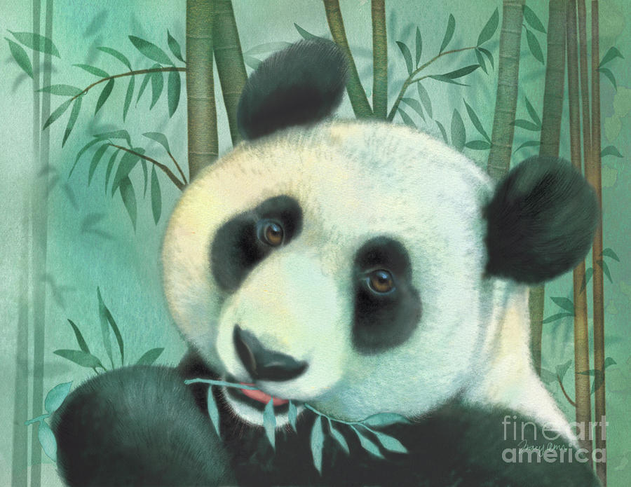 China Bear, Panda Painting by Tracy Herrmann