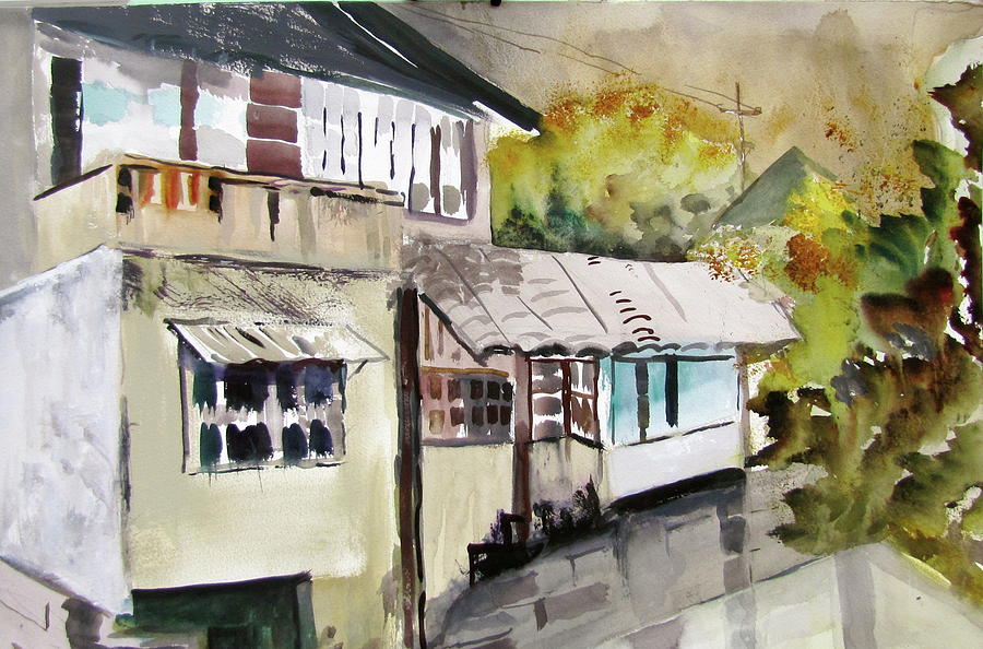 Watercolor Painting - China Buildings by Carole Johnson