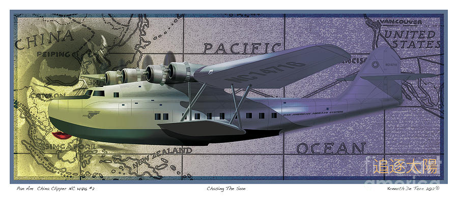 Transportation Digital Art - China Clipper Chasing The Sun by Kenneth De Tore