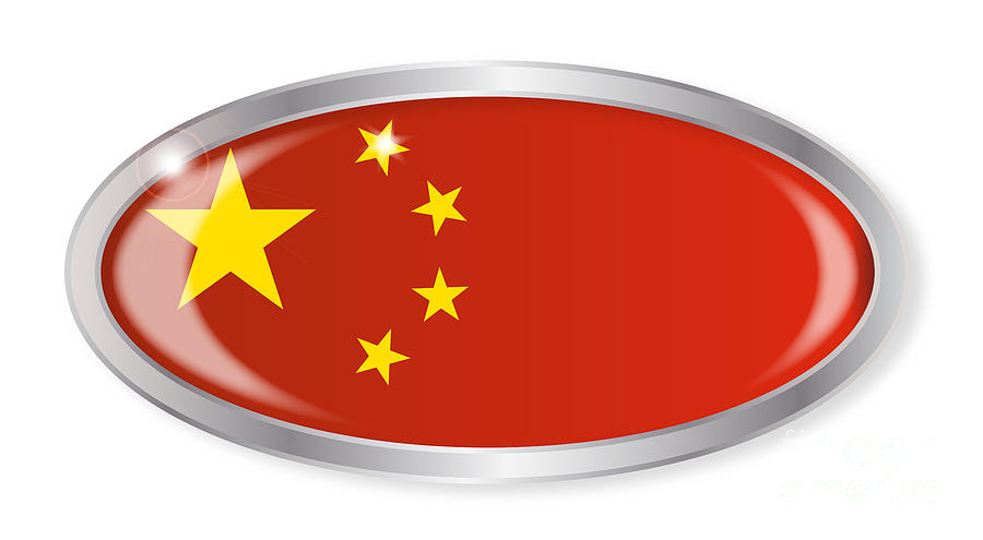 China Flag Oval Button Digital Art by Bigalbaloo Stock - Fine Art America