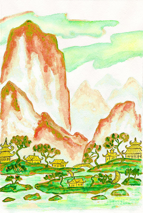 China mountains, painting Painting by Irina Afonskaya