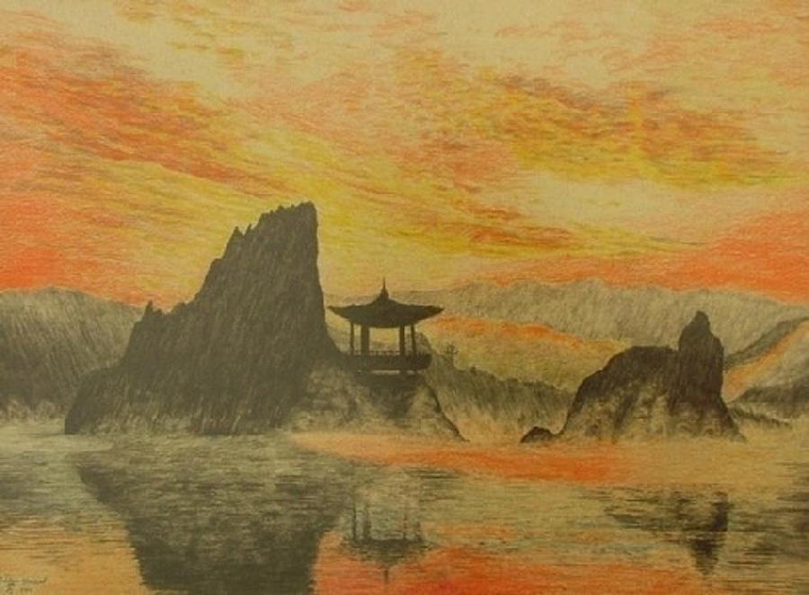 China Drawing - China Sea by Dan Hausel China Drawing - China Sea by Dan Hausel