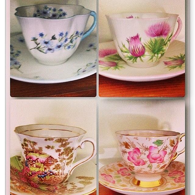 Dining Photograph - China Teacups With Matching Saucers by Mae Coy