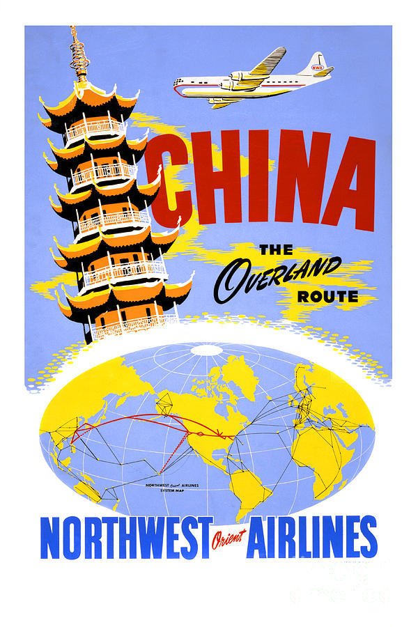 Vintage Painting - China Vintage Travel Poster Restored by Vintage Treasure