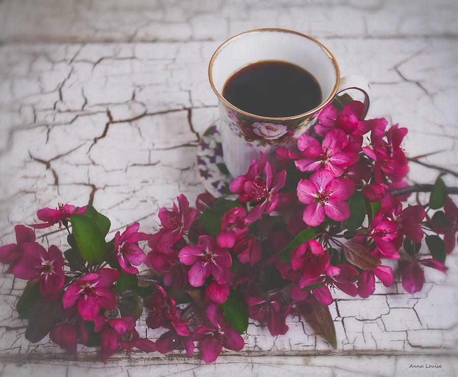 Chinaberry Blossoms and Coffee Cup Photograph by Anna Louise