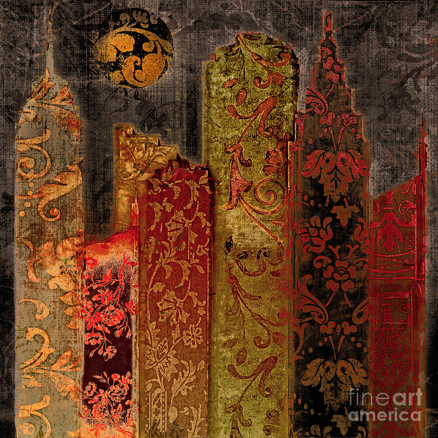 Chinatown Painting - Chinatown Damask Skyline by Mindy Sommers