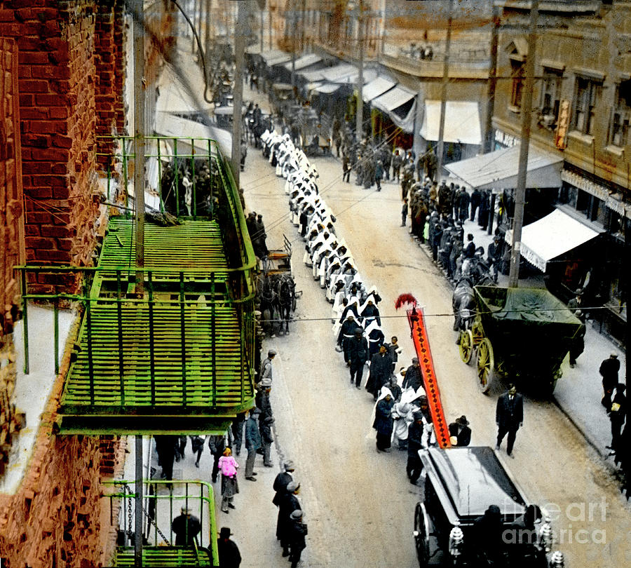 San Francisco Photograph - Chinatown funeral procession in San Francisco  California Chinatown Circa 1910 by Monterey County Historical Society