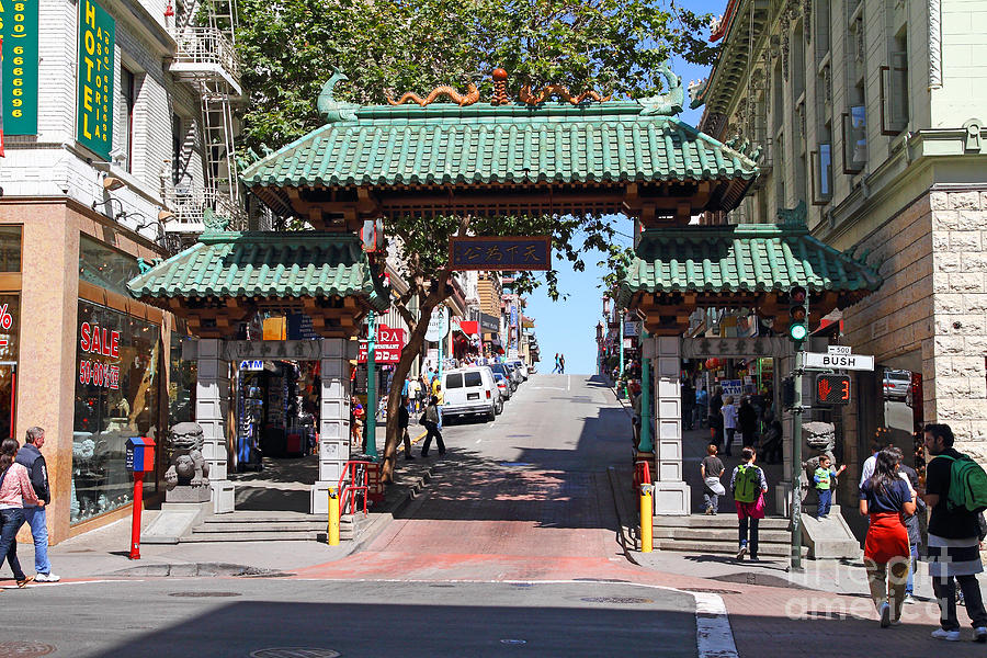 San Francisco Photograph - Chinatown Gate on Grant Avenue in San Francisco by Wingsdomain Art and Photography