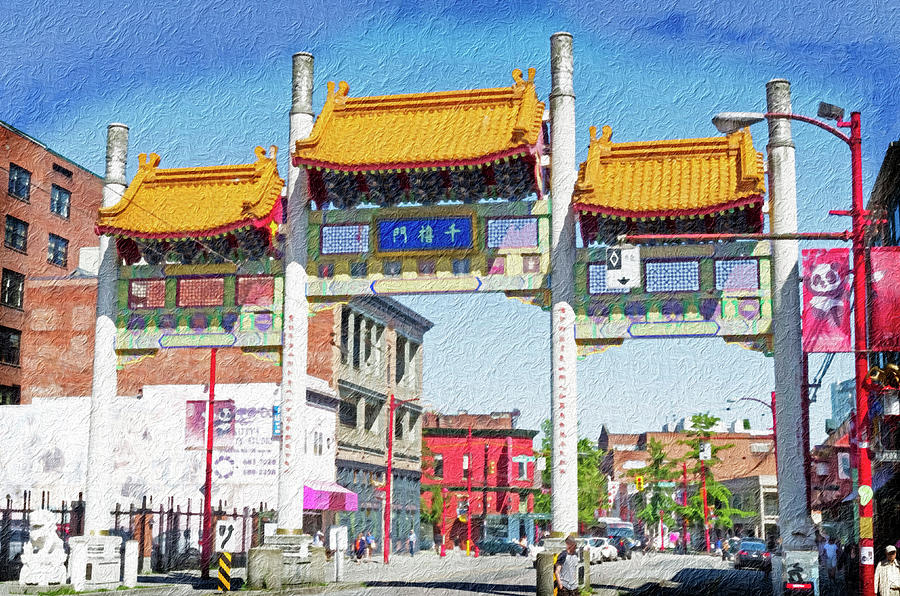 Chinatown Digital Art - Chinatowns Millenium Gate Digital WC by Bob Corson