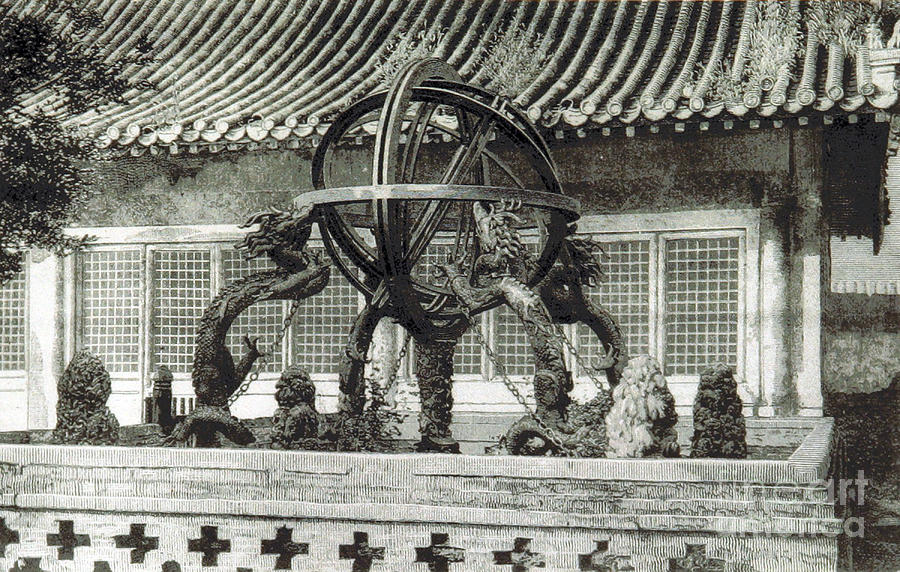 Chinese Armillary Sphere, 1897 Photograph by British Library