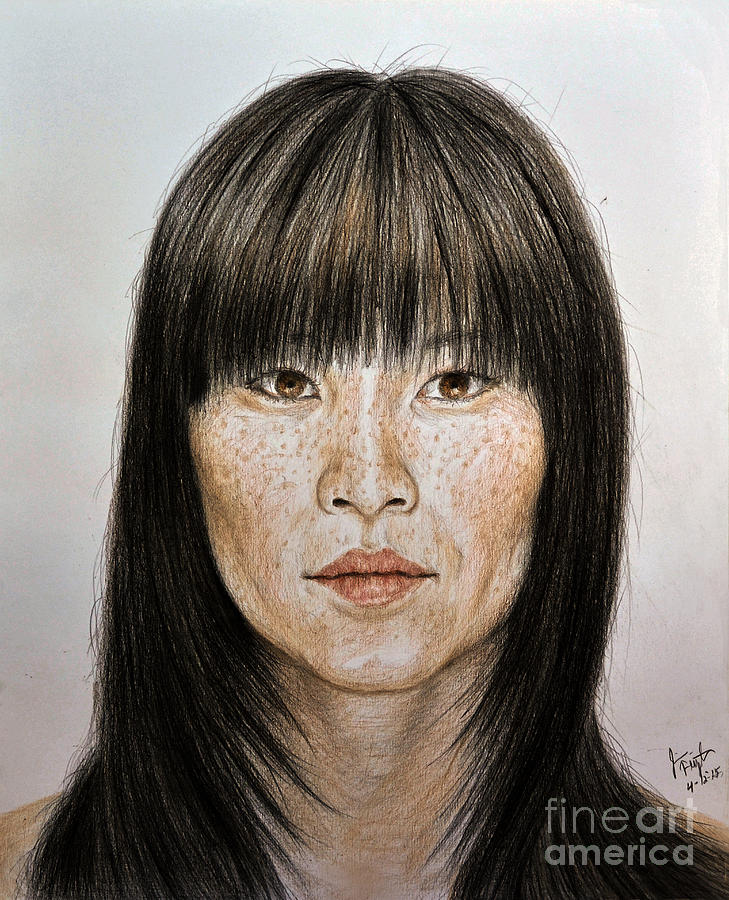 Chinese Beauty with Bangs Drawing by jim Fitzpatrick