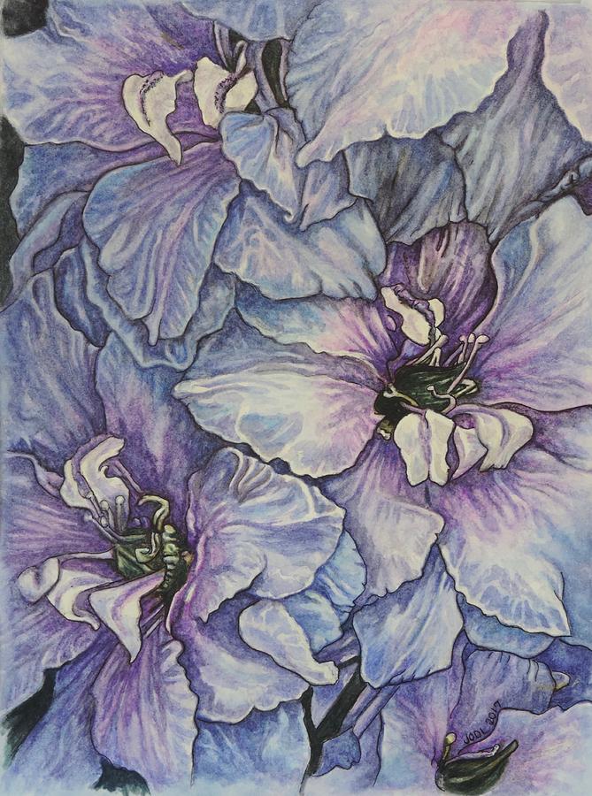 Chinese Blue Delphinium Painting by Jodi Higgins