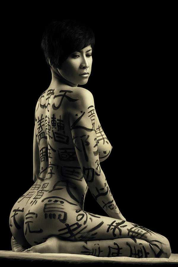 Fine Art Nude Photograph - Chinese calligraphy body art #6 by Ponte Ryuurui