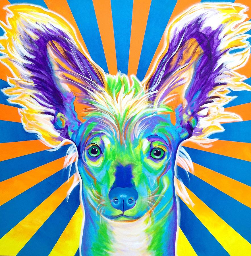 Dog Painting - Chinese Crested - Doodles by Dawg Painter