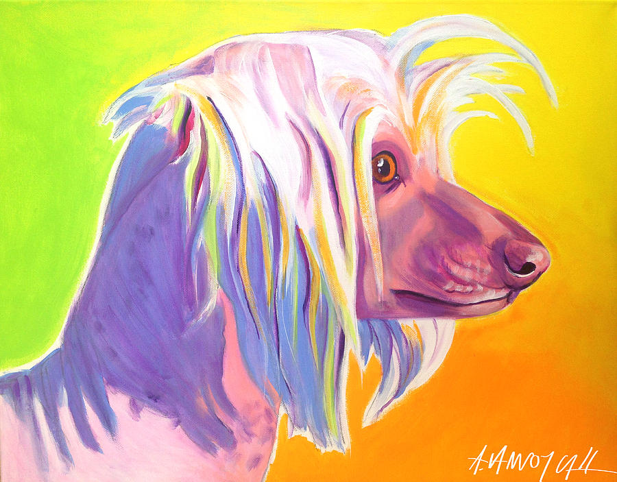 Dog Painting - Chinese Crested - Nathans Profile by Dawg Painter