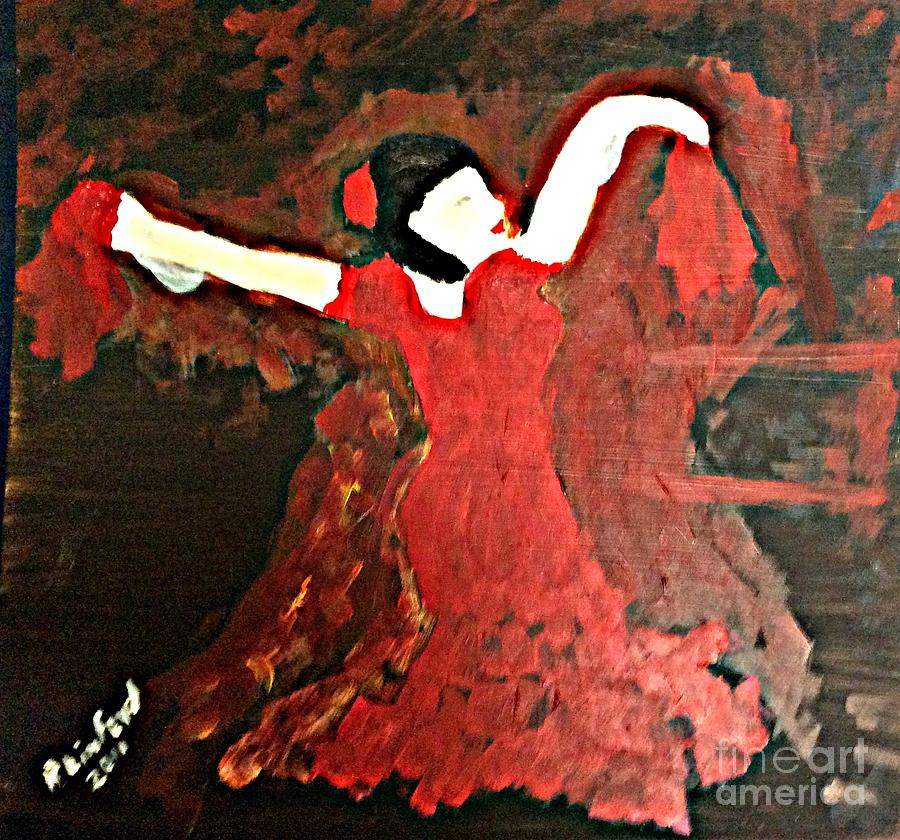 Dancer in Red Painting by Richard W Linford