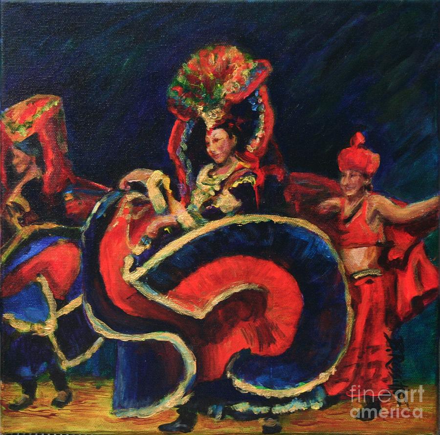 Chinese Dancers Painting by B Rossitto