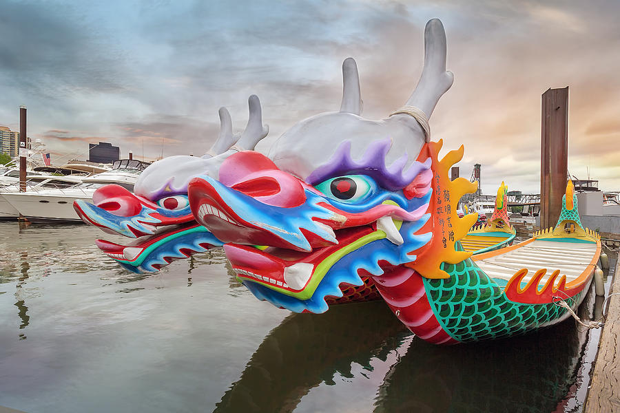 Portland Photograph - Chinese Dragon Boats Closeup by Jit Lim