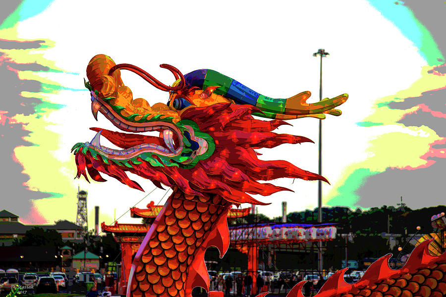 Chinese Dragon Head Digital Art by David Stasiak