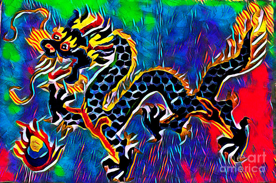 Chinese Dragon Mixed Media - Chinese Dragon by Lita Kelley Chinese Dragon Mixed Media - Chinese Dragon by Lita Kelley