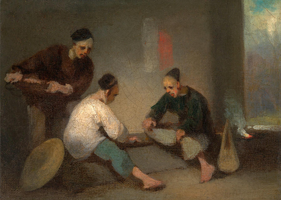 Chinese Gamblers Painting by George Chinnery