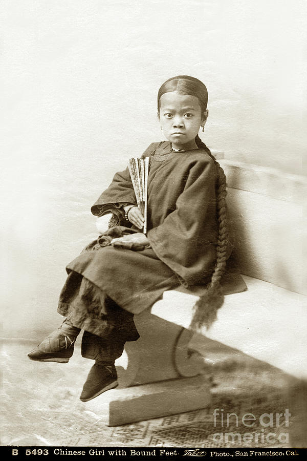 San Francisco Photograph - Chinese Girl with Bound Feet Circa 1880 by Monterey County Historical Society